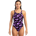 Nike - Hydrastrong Multi Print Fastback One Piece (Bright Violet)