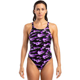 Nike - Hydrastrong Multi Print Fastback One Piece (Bright Violet)
