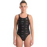 Nike - Hydrastrong Multi Print Fastback One Piece (Jet Black)