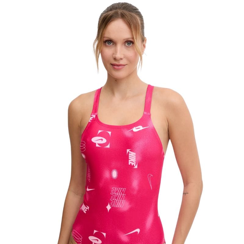 Nike - Hydrastrong Multi Print Fastback One Piece (Rush Pink)