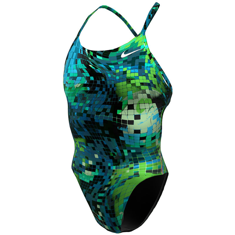 Nike Hydrastrong Multi Print Lace Up Tie Back One Piece Bicoastal Aqua Swim Supplies