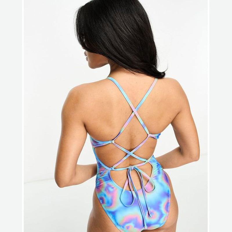 Nike - Hydrastrong Multi Print Lace Up Tie Back One Piece (Cool Multi)