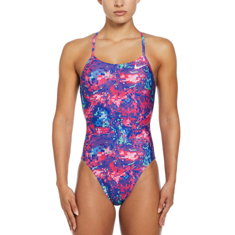 Nike - Hydrastrong Multi Print Lace Up Tie Back One Piece (Persian Violet)