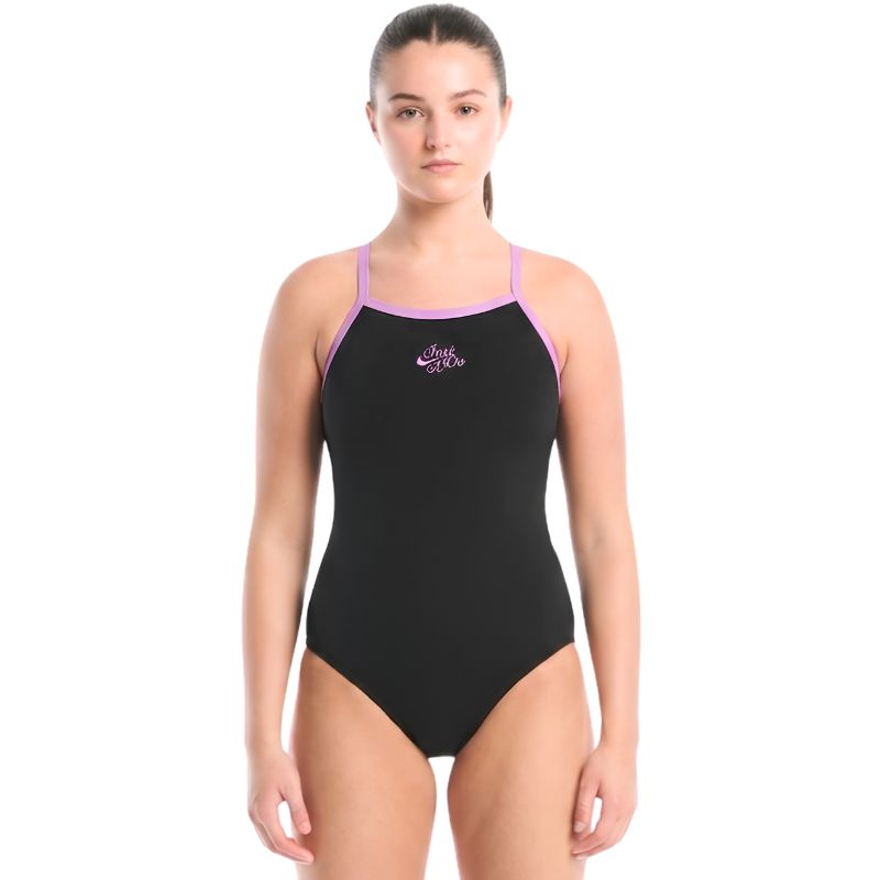 Nike - Logo Graphic Women's Racerback Low Leg One Piece (Jet Black)