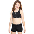 Nike - Logo Tape Girl's Racerback Bikini & Short Set (Black)