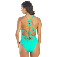 Nike - Solid Hydrastrong Lace Up Tieback One Piece (Green Shock)