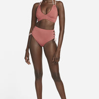 Nike - Solid Lace-Up High Neck Bikini Top (Canyon Rust)