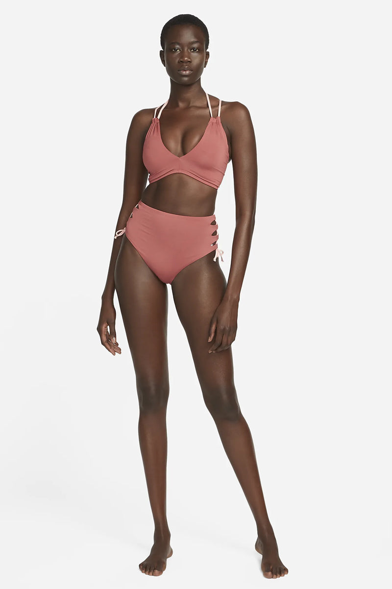 Nike - Solid Lace-Up High Neck Bikini Top (Canyon Rust)