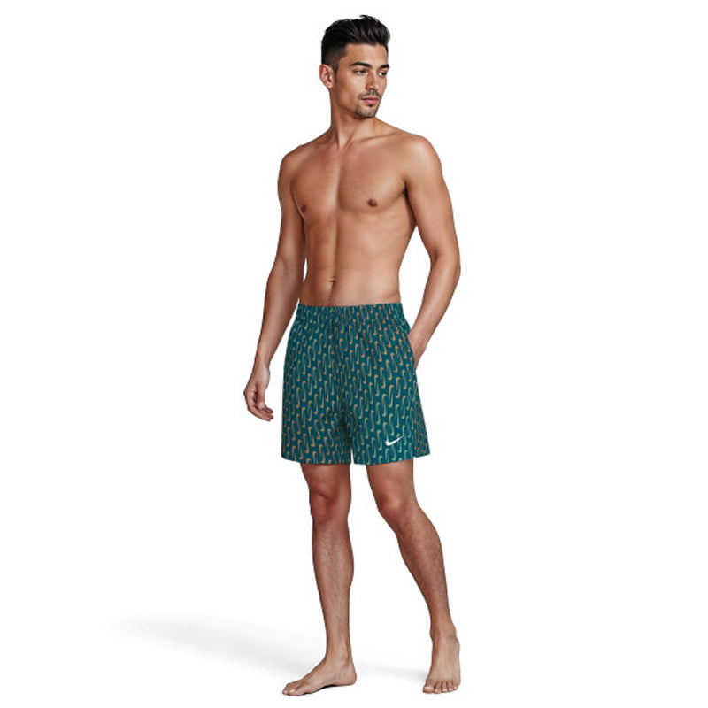 Nike - Swim Breaker Swoosh Link Men's 5" Brief-Lined Volley Short (Green Abyss)