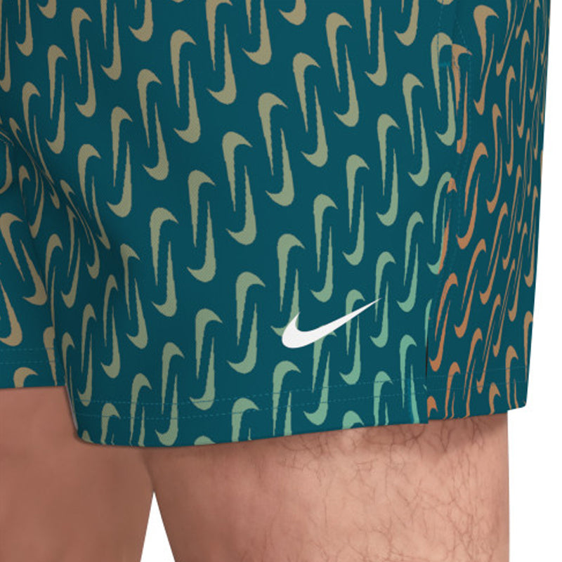 Nike - Swim Breaker Swoosh Link Men's 5" Brief-Lined Volley Short (Green Abyss)