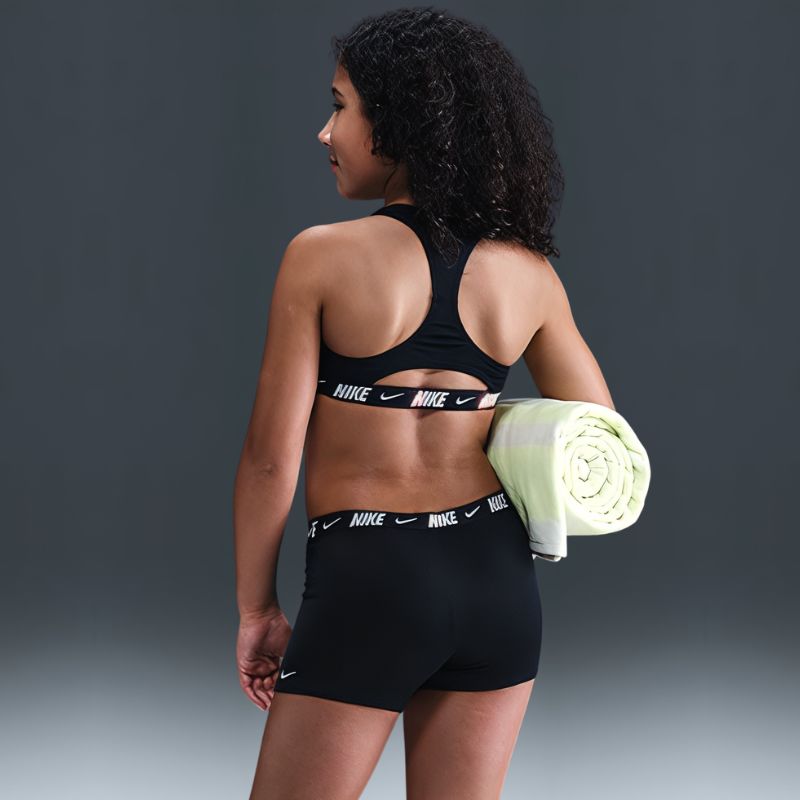 Nike - Swim Logo Tape Girl's Racerback Bikini & Short Set (Black)