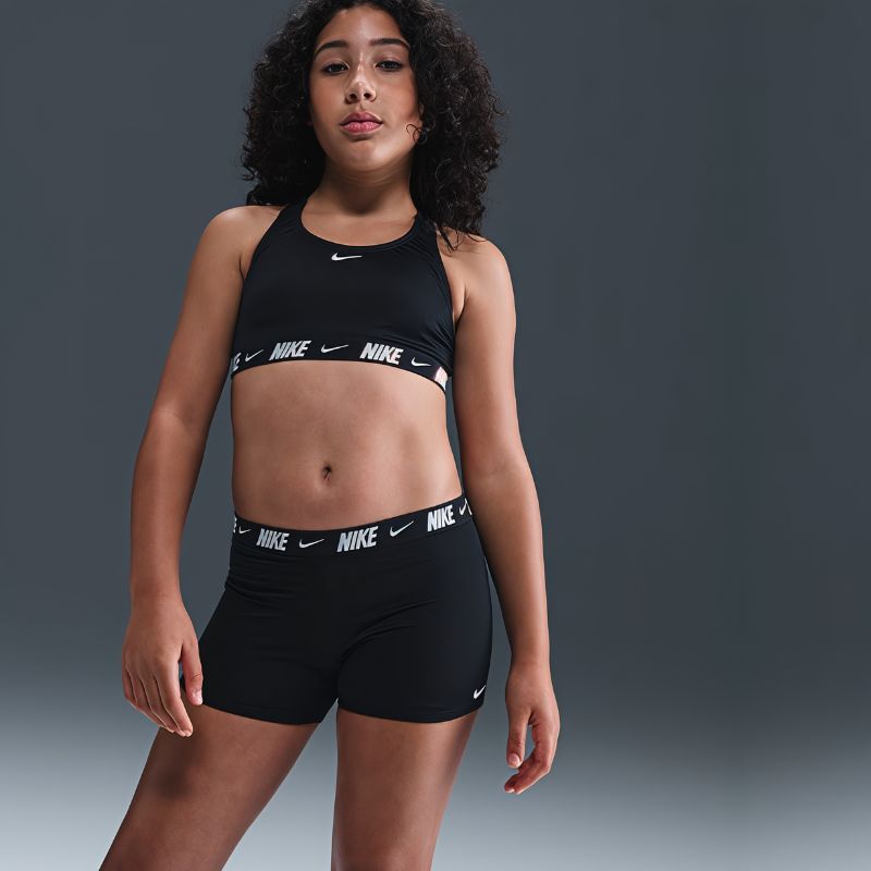 Nike - Swim Logo Tape Girl's Racerback Bikini & Short Set (Black)