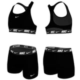 Nike - Swim Logo Tape Girl's Racerback Bikini & Short Set (Black)