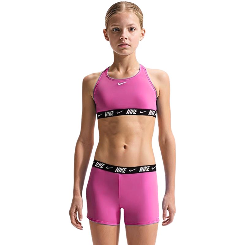 Nike - Swim Logo Tape Girl's Racerback Bikini & Short Set (Desert Pink)