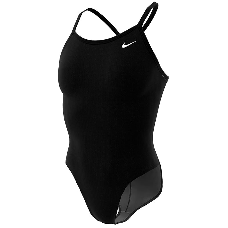 Nike - Swim Solid Ribbed Texture Racerback Ladies One Piece (Black)