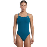 Nike - Swim Solid Ribbed Texture Racerback Ladies One Piece (Green Abyss)
