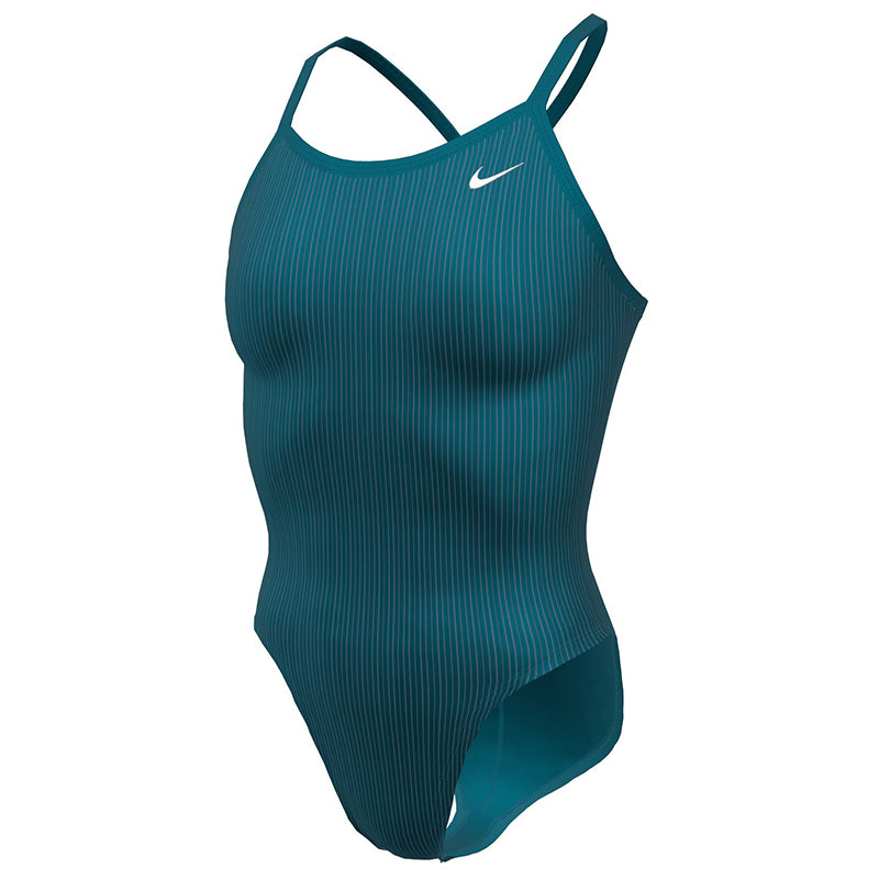 Nike - Swim Solid Ribbed Texture Racerback Ladies One Piece (Green Abyss)
