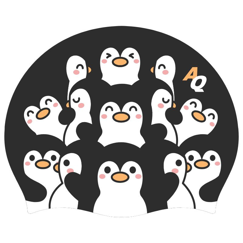 Penguin Huddle Silicone Swim Hat - Black