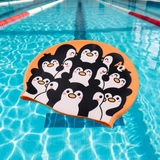 Penguin Huddle Silicone Swim Hat - Orange