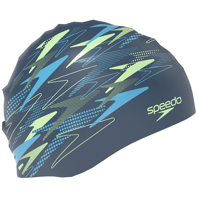 Speedo - Adult Printed Silicone Cap - Peacoat/Pale Clover/Mayan Blue