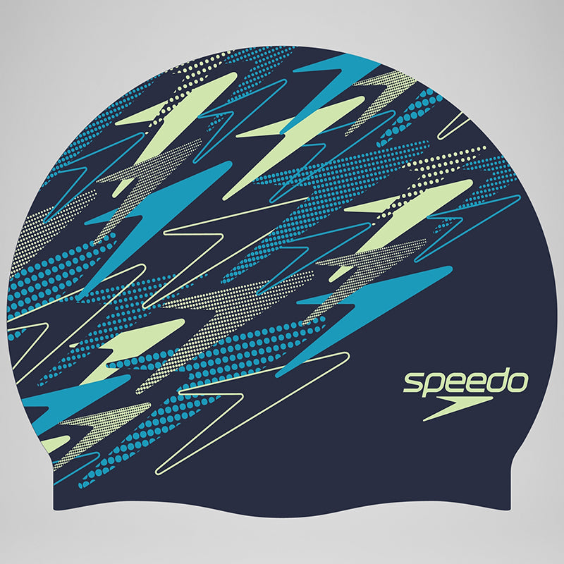 Speedo - Adult Printed Silicone Cap - Peacoat/Pale Clover/Mayan Blue