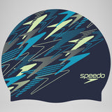 Speedo - Adult Printed Silicone Cap - Peacoat/Pale Clover/Mayan Blue
