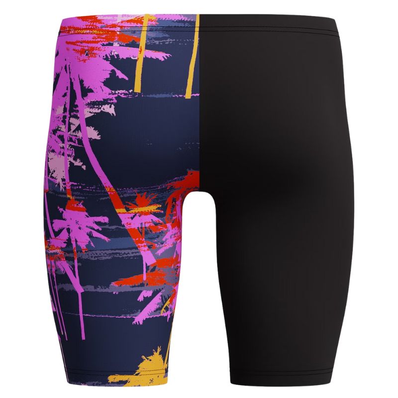 Speedo - Boys' Club Training Palm-Tree Printed Jammer - Black/Pink