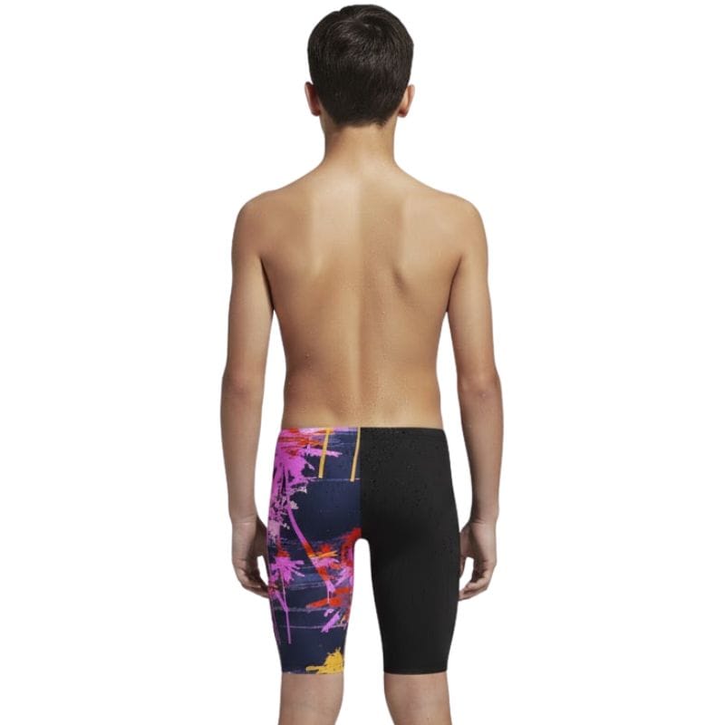 Speedo - Boys' Club Training Palm-Tree Printed Jammer - Black/Pink