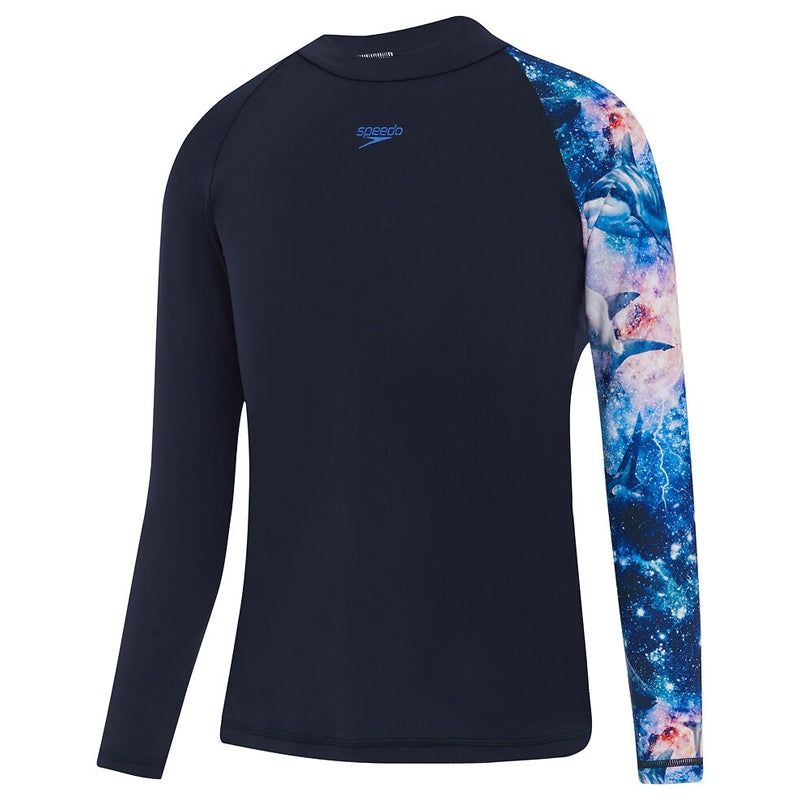 Speedo - Boys' Digital Long Sleeve Rash Top - Navy/Multi