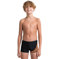 Speedo - Boys' Medley Logo Aquashort - Black/Nectarine