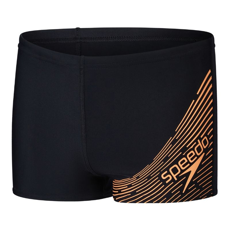 Speedo - Boys' Medley Logo Aquashort - Black/Nectarine