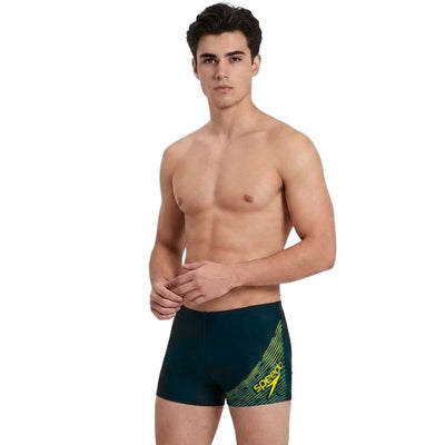 Speedo - Boys' Medley Logo Aquashort - Black/Yellow