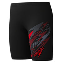 Speedo - Boys' Medley Logo Jammer - Anthracite/High Risk Red
