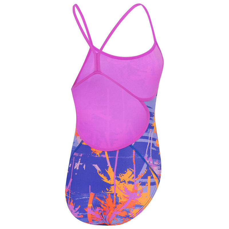 Speedo - Girls' Allover Digital Vback Swimsuit - Makaha Palms/Cobalt Pop