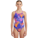 Speedo - Girls' Allover Digital Vback Swimsuit - Makaha Palms/Cobalt Pop