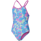 Speedo - Girls' Club Training Allover Digital Vback Swimsuit - Blue/Pink