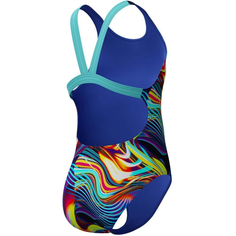 Speedo - Girls' Digital Allover Leaderback Swimsuit - Arctic Glass