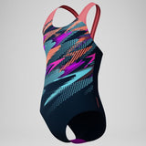 Speedo - Girls Digital Placement Boom Zoom Splashback Swimsuit - DarkTeal/Coral