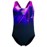 Speedo - Girls' Digital Placement Geometric-Print Splashback Swimsuit - Navy/Pink