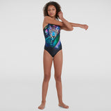 Speedo - Girls' Digital Placement Pulseback Swimsuit - Black/Purple
