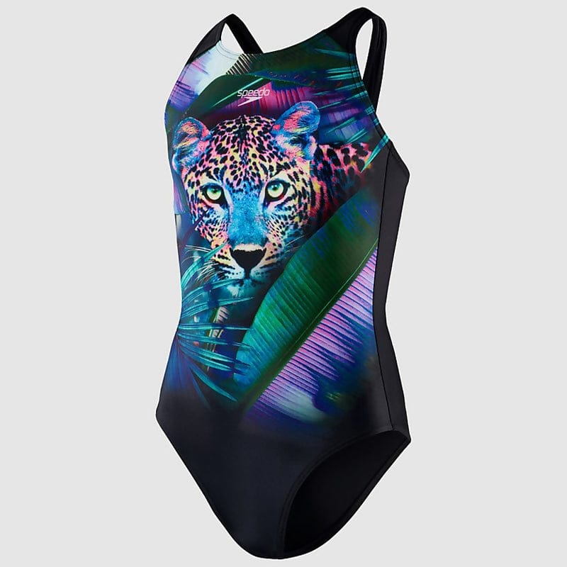Speedo - Girls' Digital Placement Pulseback Swimsuit - Black/Purple
