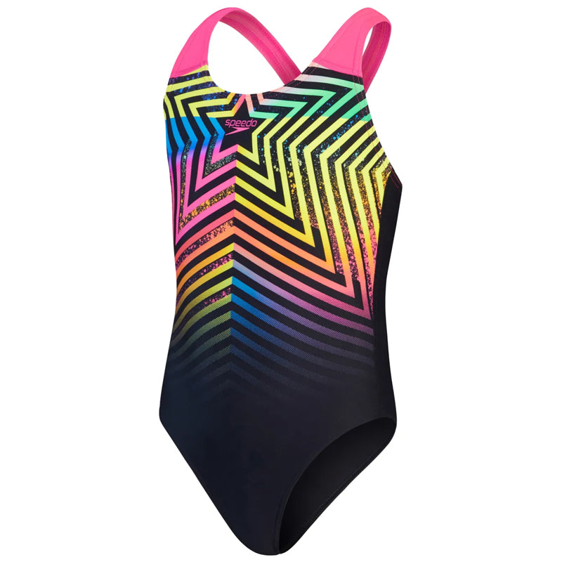 Speedo - Girls Digital Placement Splashback Swimsuit - Black/Multi