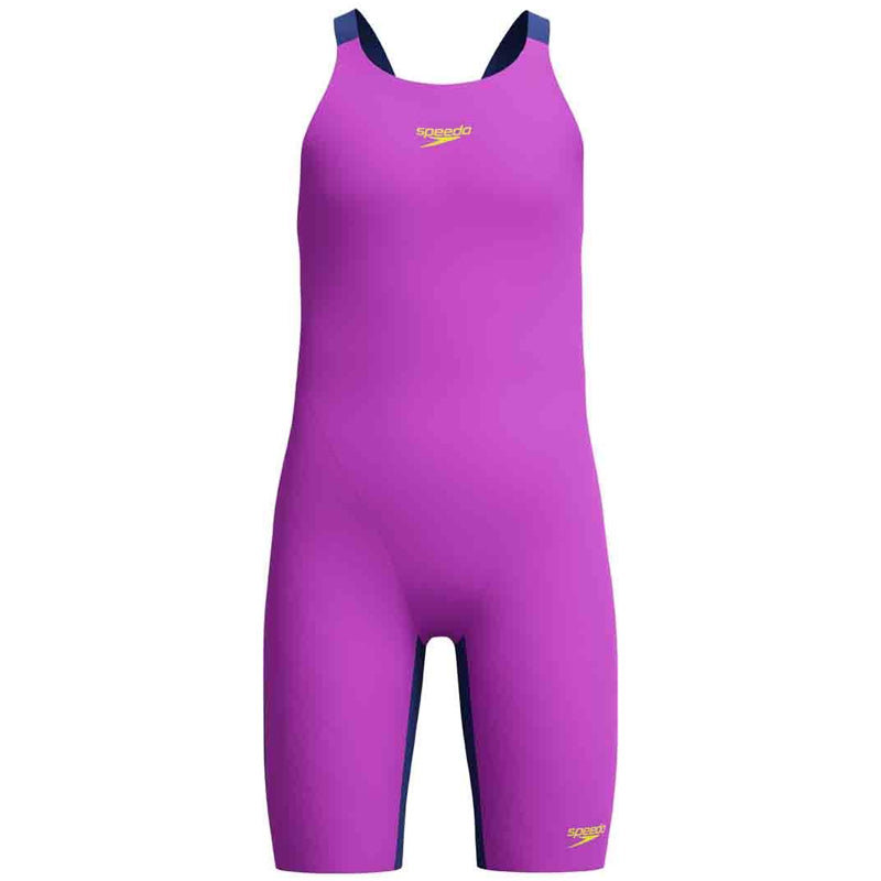 Speedo - Girls' Fastskin Endurance+ Max Openback Kneeskin - Neon Jelly/Noble Navy