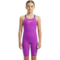 Speedo - Girls' Fastskin Endurance+ Max Openback Kneeskin - Neon Jelly/Noble Navy