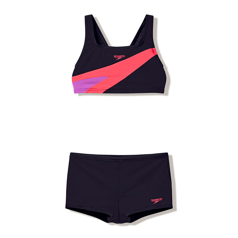 Speedo - Girl's Hyperboom Butterfly Back Bikini Set - Anthracite/Post It Pink/Neon Jelly