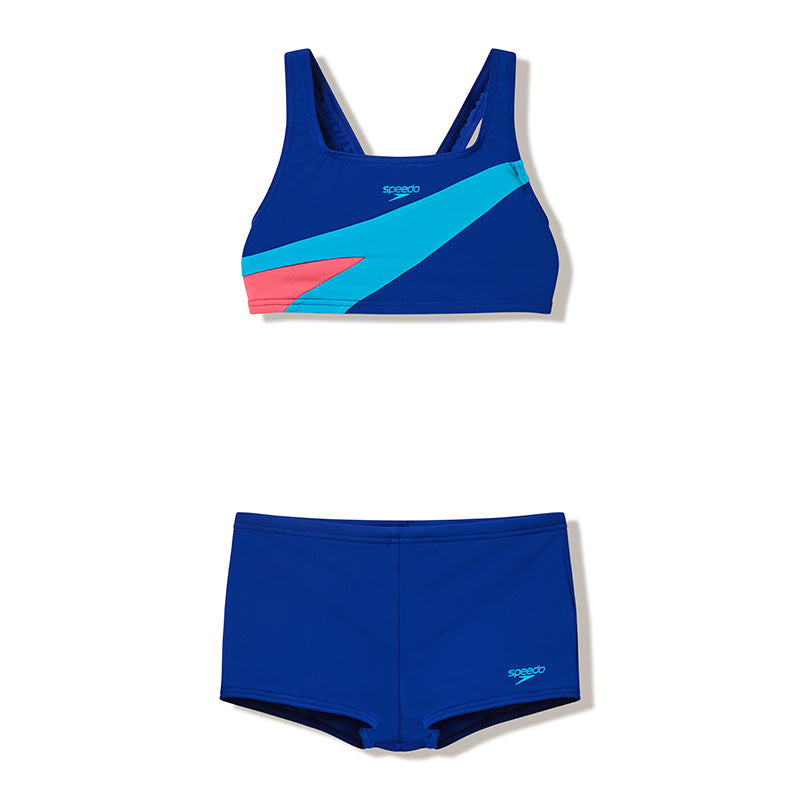 Speedo - Girl's Hyperboom Butterfly Back Bikini Set - Night Watch/Hyper Teal/Post It Pink