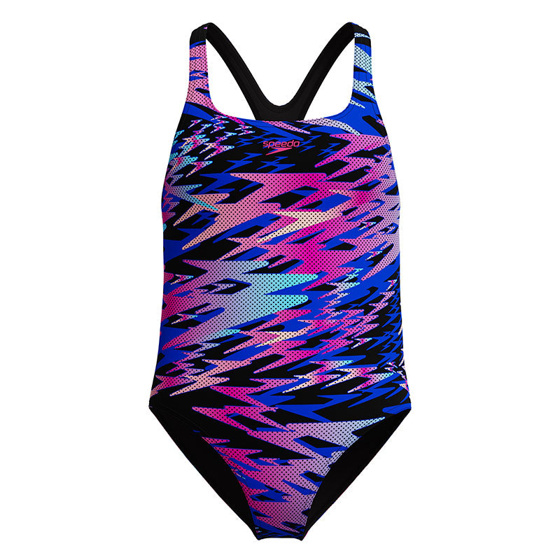 Speedo - Girls Hyperboom Print Medalist Swimsuit - Anthracite