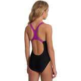 Speedo - Girls Medley Logo Medalist Swimsuit - Black/Pink