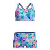 Speedo - Girl's Periwinkle Blue Print Racerback 2-Piece - Lt Blue/Pink