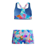 Speedo - Girl's Periwinkle Blue Print Racerback 2-Piece - Lt Blue/Pink